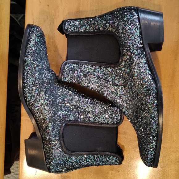 Zadig & Voltaire boots size 38eu/7.5 us Rn116202 blue silver and black glitter - Picture 6 of 11
